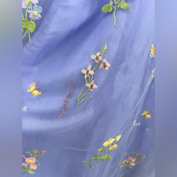 Fairycore formal Spaghetti Strap Floral Embriodered Dress in Purple size 10 NWOT - Picture 15 of 16